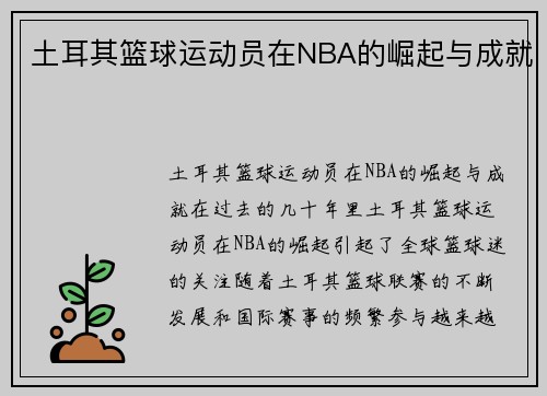 土耳其篮球运动员在NBA的崛起与成就